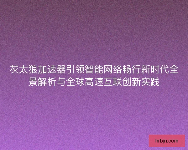灰太狼加速器引领智能网络畅行新时代全景解析与全球高速互联创新实践