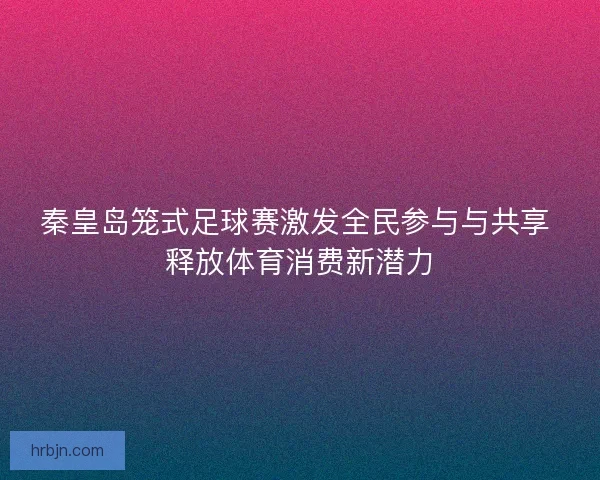秦皇岛笼式足球赛激发全民参与与共享 释放体育消费新潜力