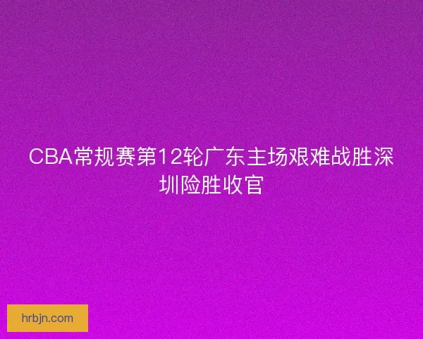 CBA常规赛第12轮广东主场艰难战胜深圳险胜收官